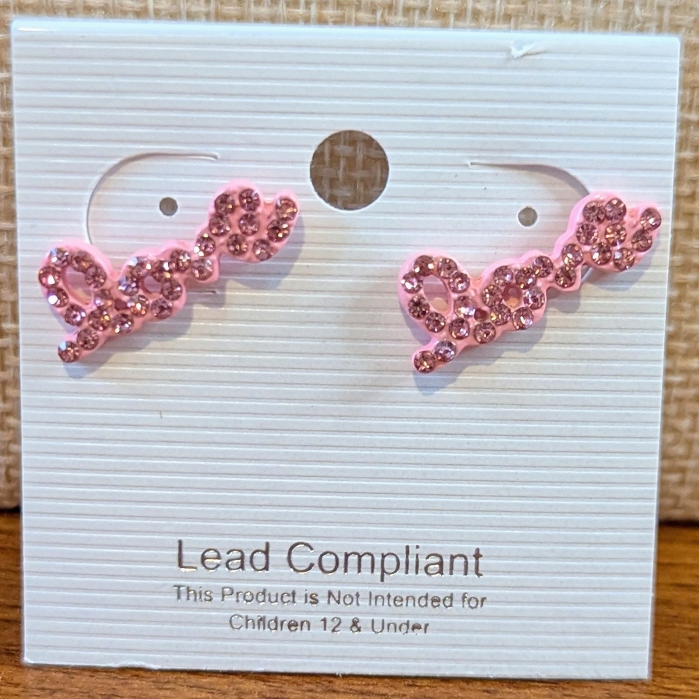 Pink Crystal Love Earrings